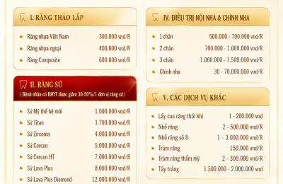 Bảng Giá Dịch Vụ Nha Khoa